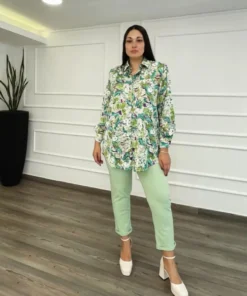 Πουκάμισο σατέν με Βάτες Plus Size V1122