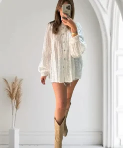 Broderie πουκαμίσα oversized D1132
