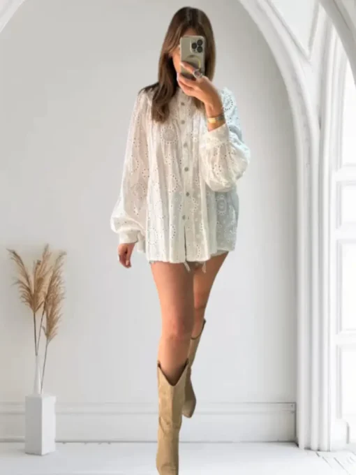 Broderie πουκαμίσα oversized D1132