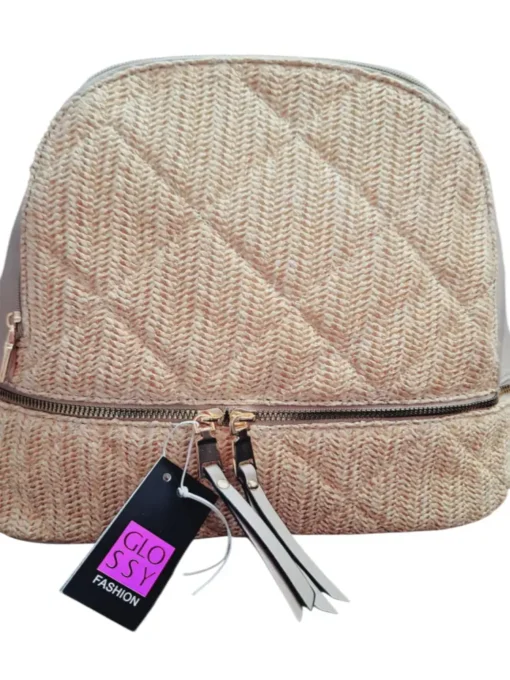 Τσάντα Back pack ψάθα με δέρμα B006