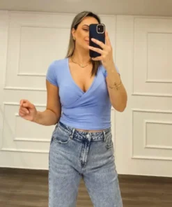 Mπλουζάκι κρουαζέ crop top V1145